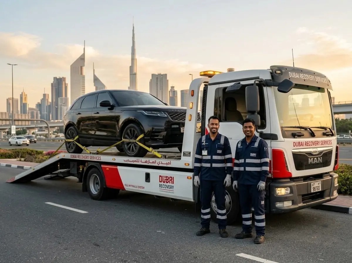 Professional Car Recovery Team and Modern Flatbed Fleet in Dubai